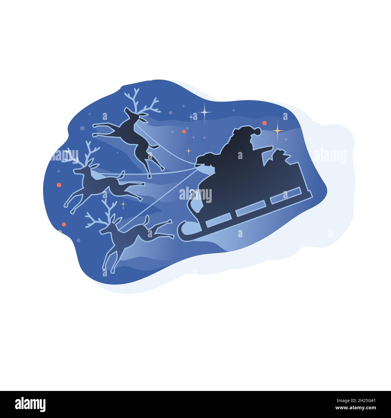 Santa Claus in sleigh with reindeer sticker Stock Vector