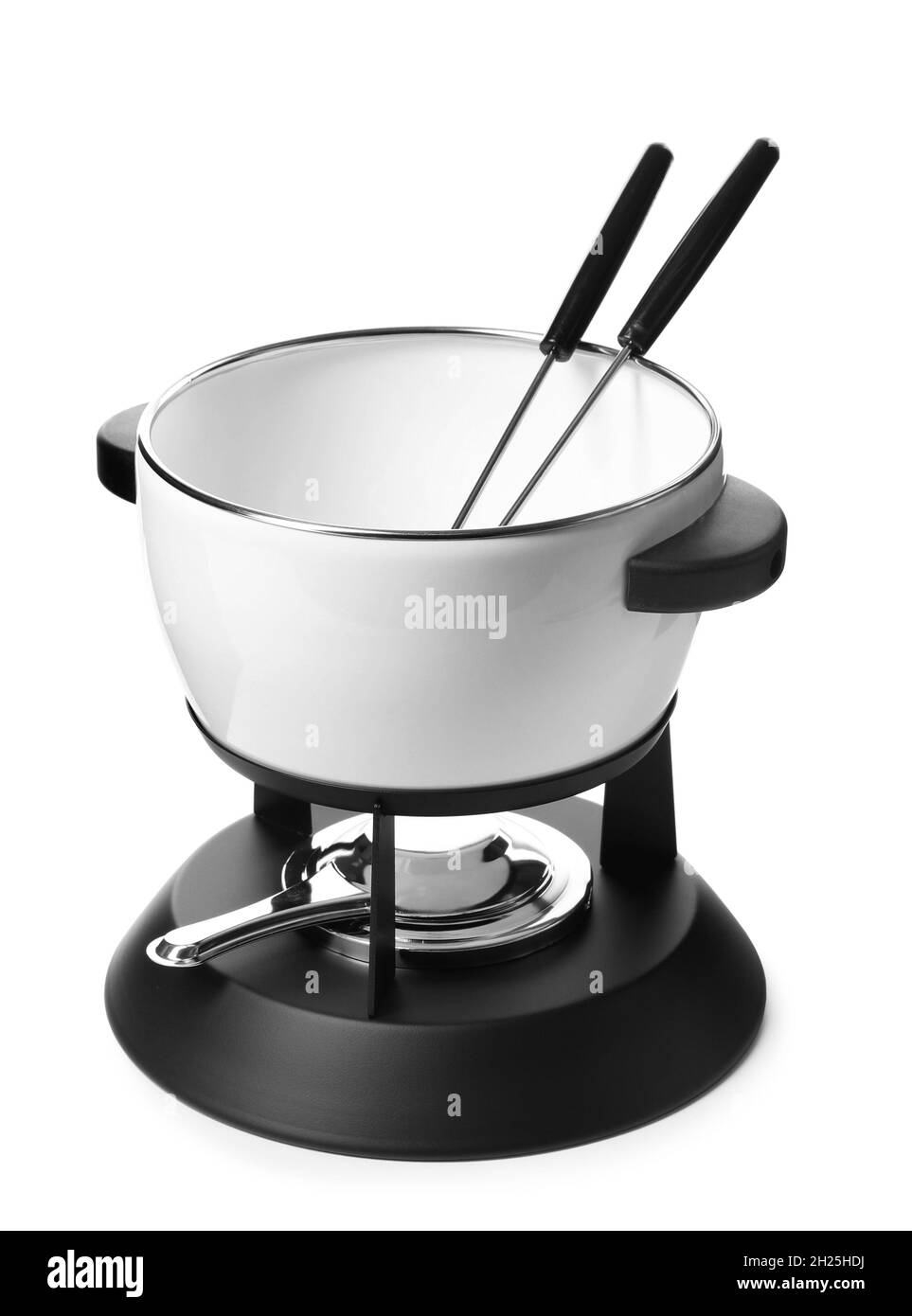 Modern fondue set on white background. Kitchen equipment Stock Photo