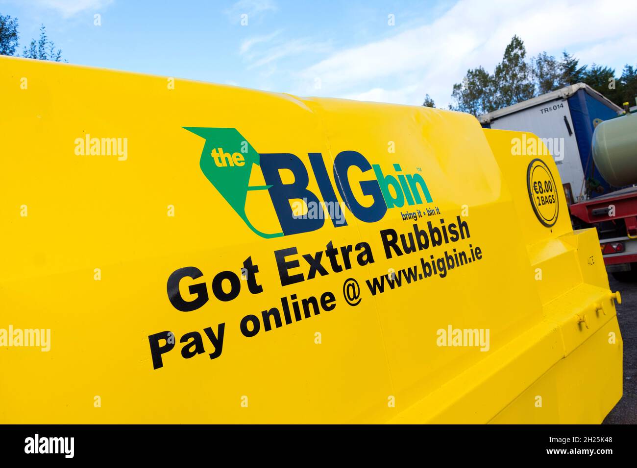 The Big Bin. Extra rubbish container pay online for depositing domestic refuse additional to normal collection in Ireland Stock Photo