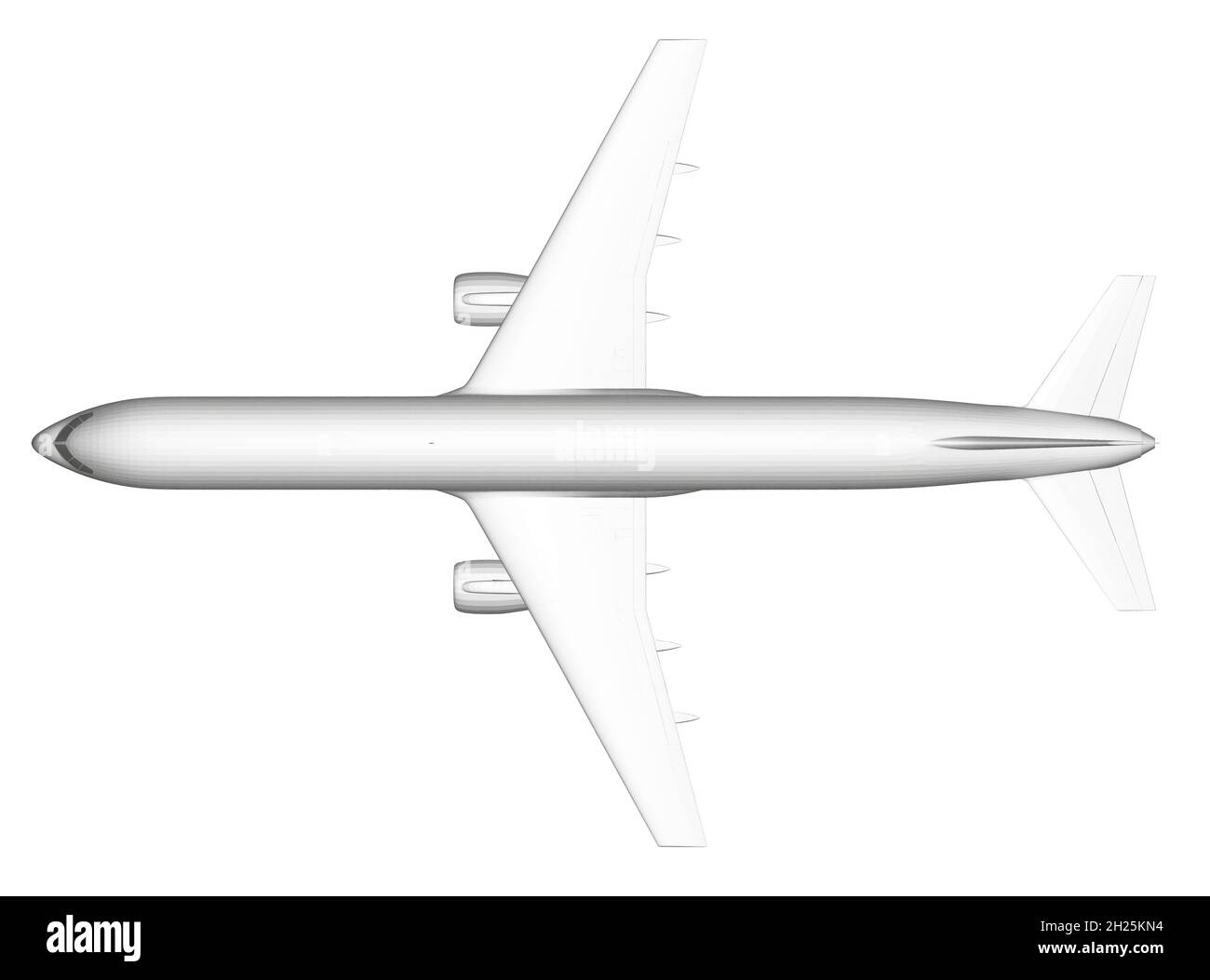 Passenger airplane model isolated on white background. View from above. 3D. Vector illustration Stock Vector