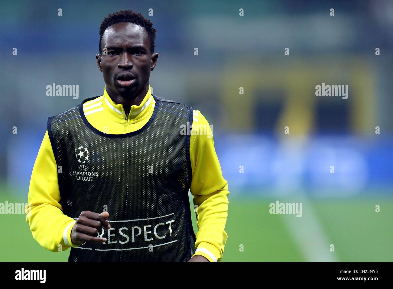 Adama Traore of FC Sheriff  during warm up before  the Uefa Champions League Group D  match between FC Internazionale and FC Sheriff. Stock Photo