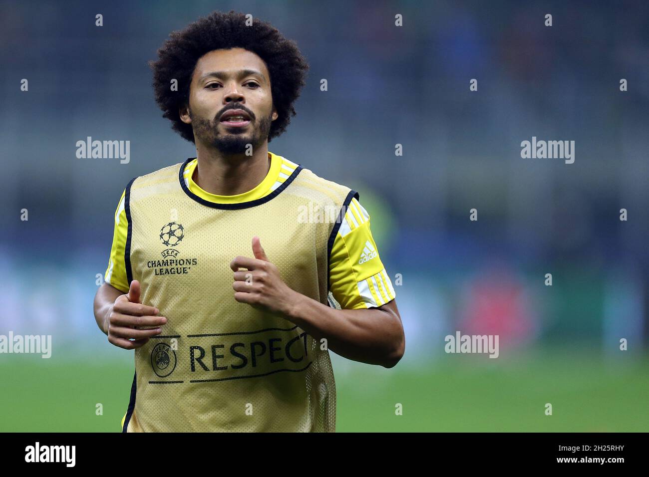 Bruno Felipe Souza da Silva of FC Sheriff  during warm up before the  Uefa Champions League Group D  match between FC Internazionale and FC Sheriff . Stock Photo