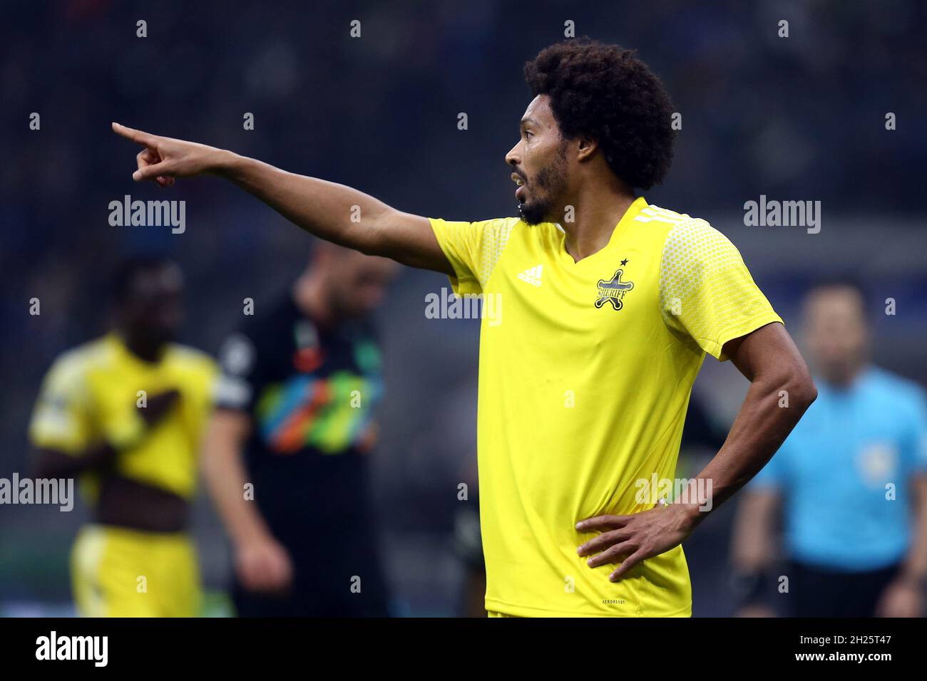 Bruno Felipe Souza da Silva of FC Sheriff  gestures during the  Uefa Champions League Group D  match between FC Internazionale and FC Sheriff. Stock Photo