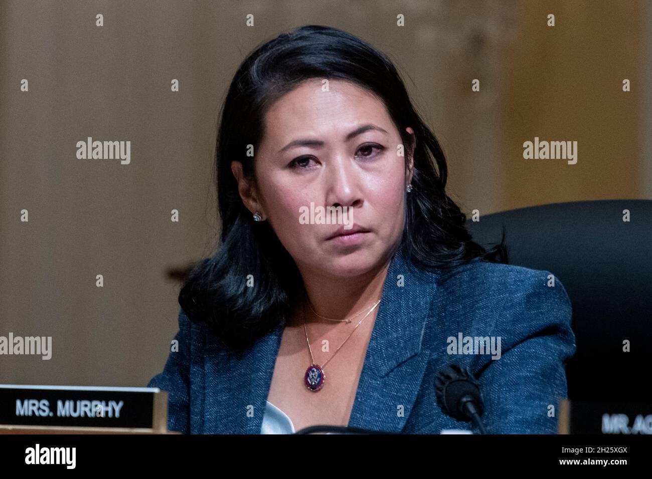 Washington, United States Of America. 19th Oct, 2021. United States Representative Stephanie Murphy (Democrat of Florida) listens as the House select committee tasked with investigating the January 6th attack on the Capitol meets to hold one of former President Donald Trump's allies in contempt, former strategist Steve Bannon in the Canon House Office Building in Washington, DC, Tuesday, October 19, 2021. Credit: Rod Lamkey/CNP/Sipa USA Credit: Sipa USA/Alamy Live News Stock Photo