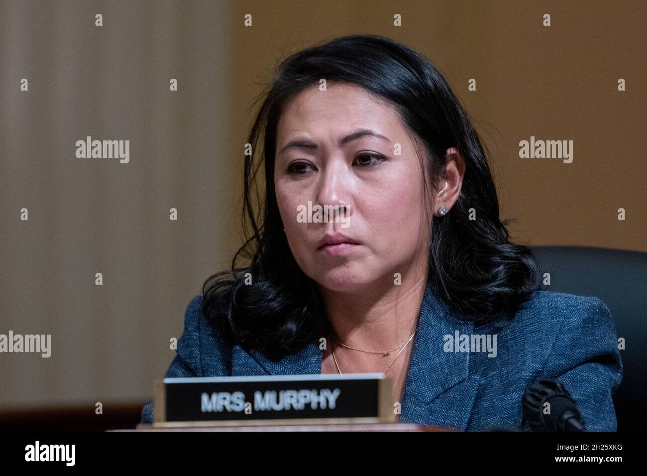 Washington, United States Of America. 19th Oct, 2021. United States Representative Stephanie Murphy (Democrat of Florida) listens as the House select committee tasked with investigating the January 6th attack on the Capitol meets to hold one of former President Donald Trump's allies in contempt, former strategist Steve Bannon in the Canon House Office Building in Washington, DC, Tuesday, October 19, 2021. Credit: Rod Lamkey/CNP/Sipa USA Credit: Sipa USA/Alamy Live News Stock Photo