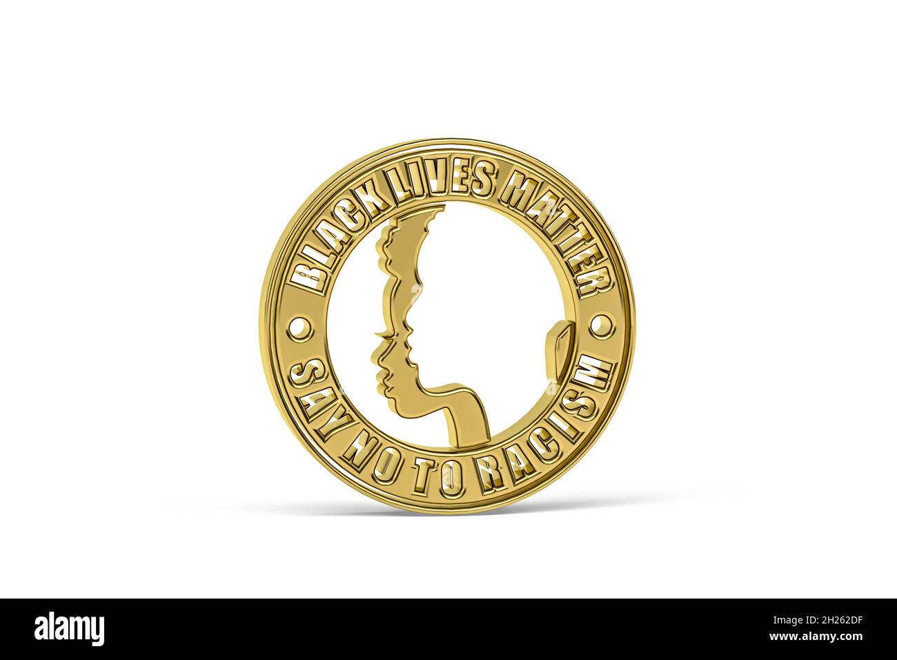 Black lives matter - Golden racism icon isolated on white background - 3d render Stock Photo