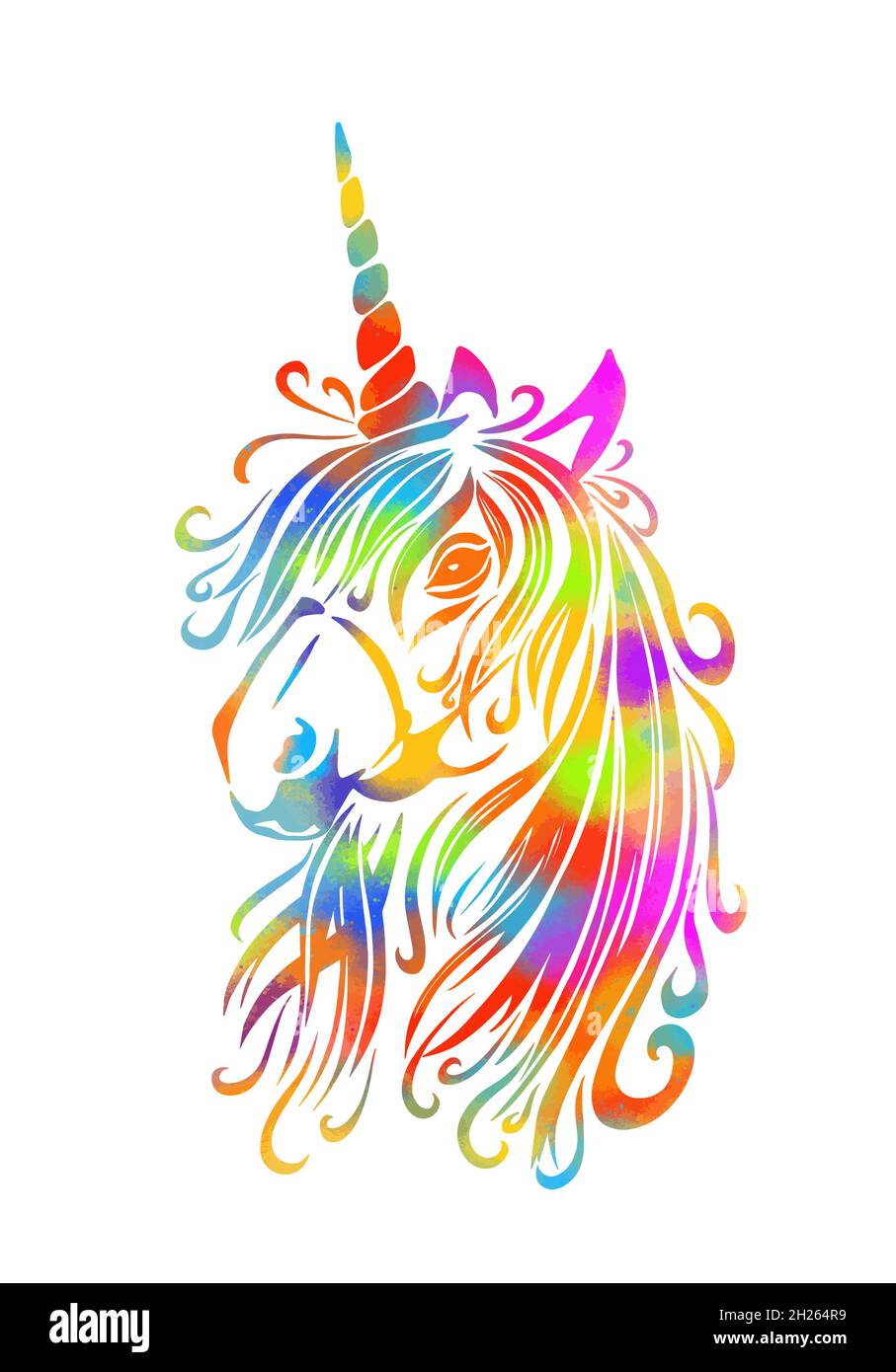 Beautiful graphic rainbow unicorn head. Tattoo. Vector illustration Stock  Vector Image \u0026 Art - Alamy, image size:907x1390