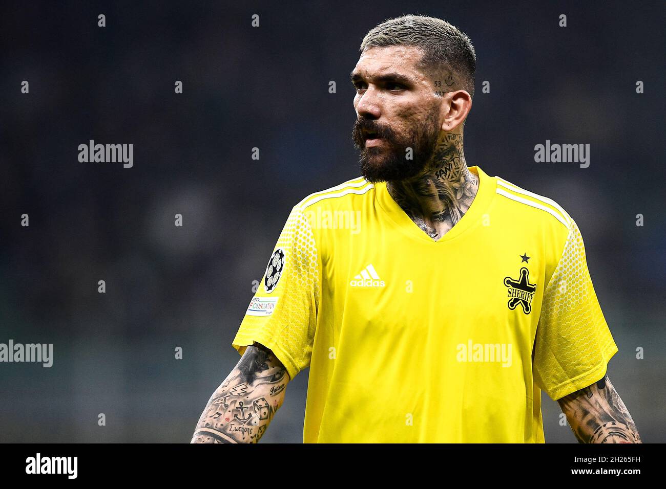 Prague, Czech Republic. 05th Oct, 2023. Soccer players L-R Armel Zohouri of  Tiraspol and Andres Dumitrescu of Slavia Praha in action during the  Football Europe League 2nd round match, group G match