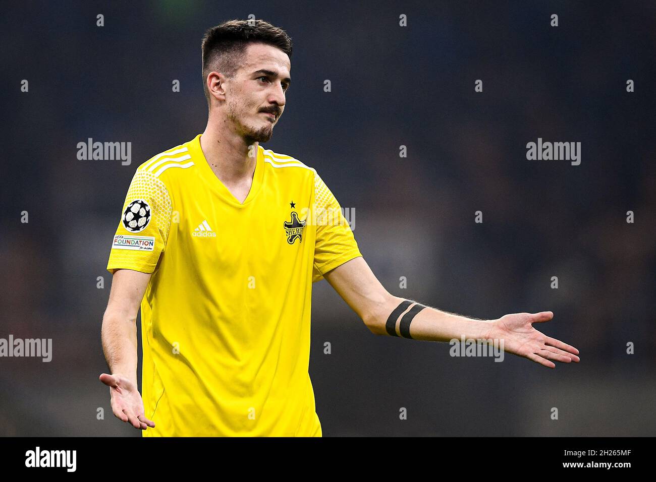 Milan, Italy. 19 October 2021. Stjepan Radeljic of FC Sheriff Tiraspol  gestures during the UEFA Champions