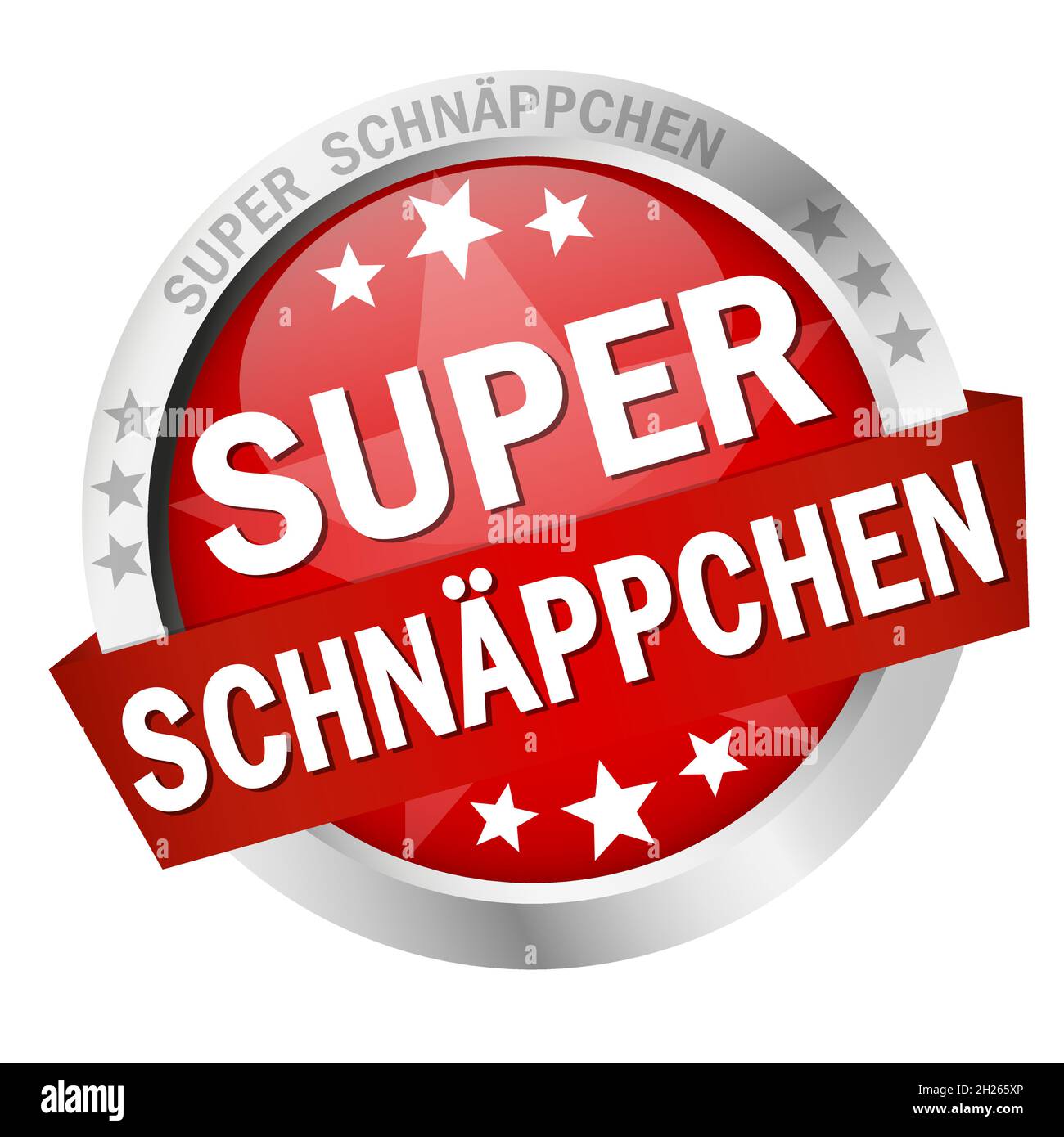 EPS 10 vector with round colored button with banner and text great bargains (in german) Stock Vector