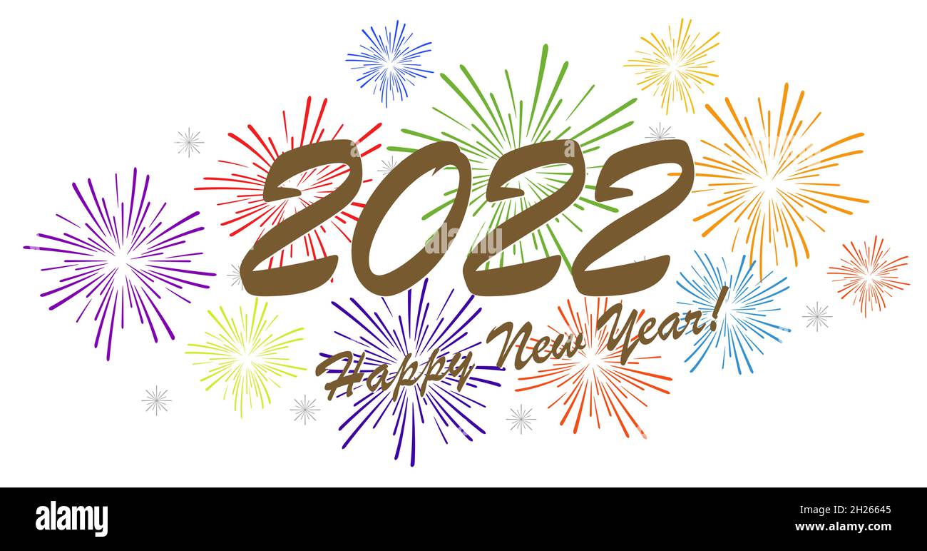 golden colored fireworks concept for New Year 2022 greetings with white  background Stock Vector Image & Art - Alamy