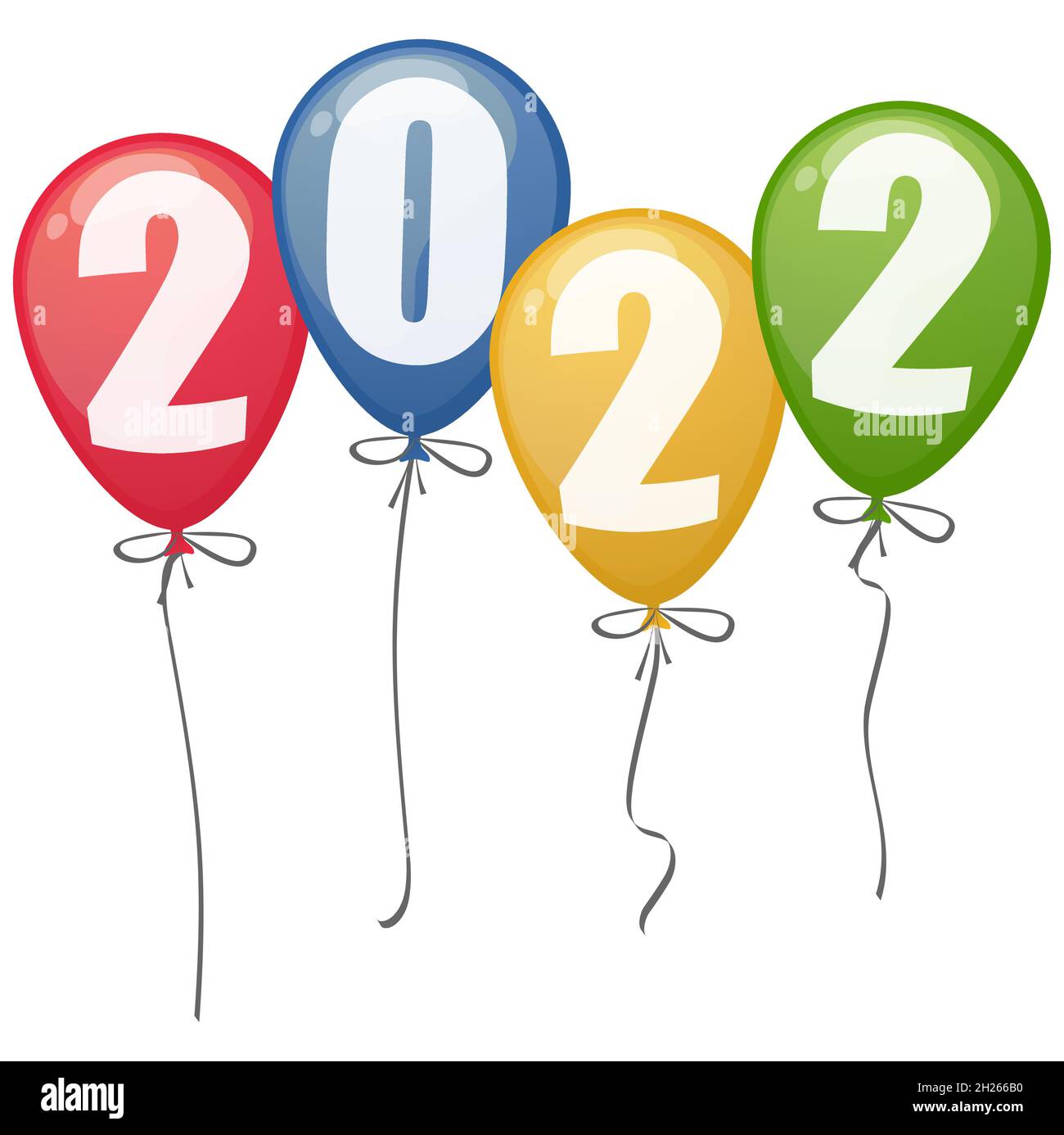 colored balloons with numbers for New Year 2022 Stock Vector