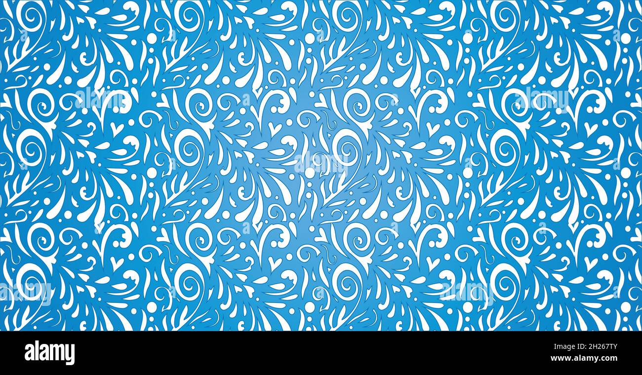 Abstract frosty patterns, panoramic blue and white web pattern ...
