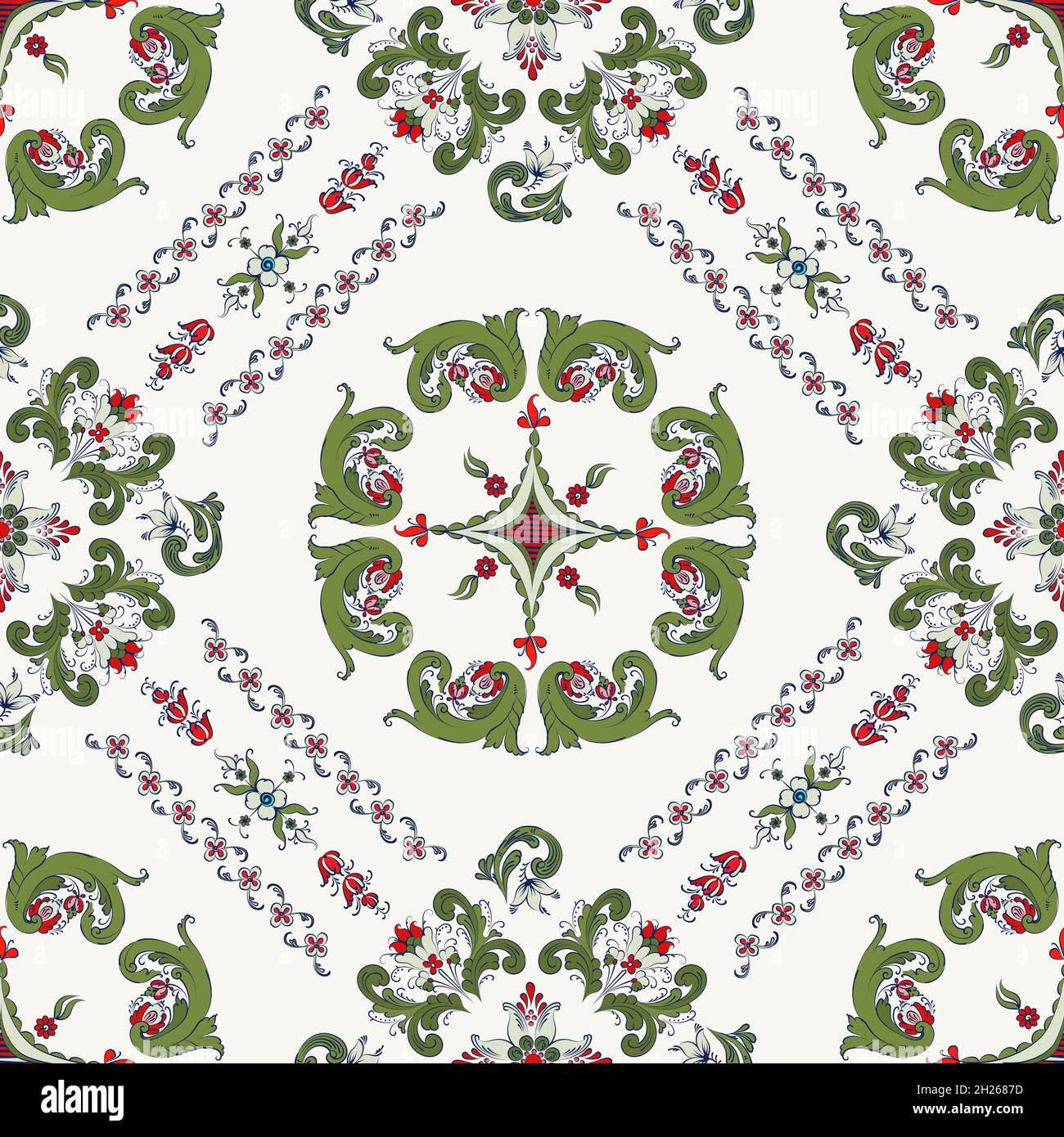 Picture of Rosemaling tile, traditional Norwegian decorative pattern. Vector ...