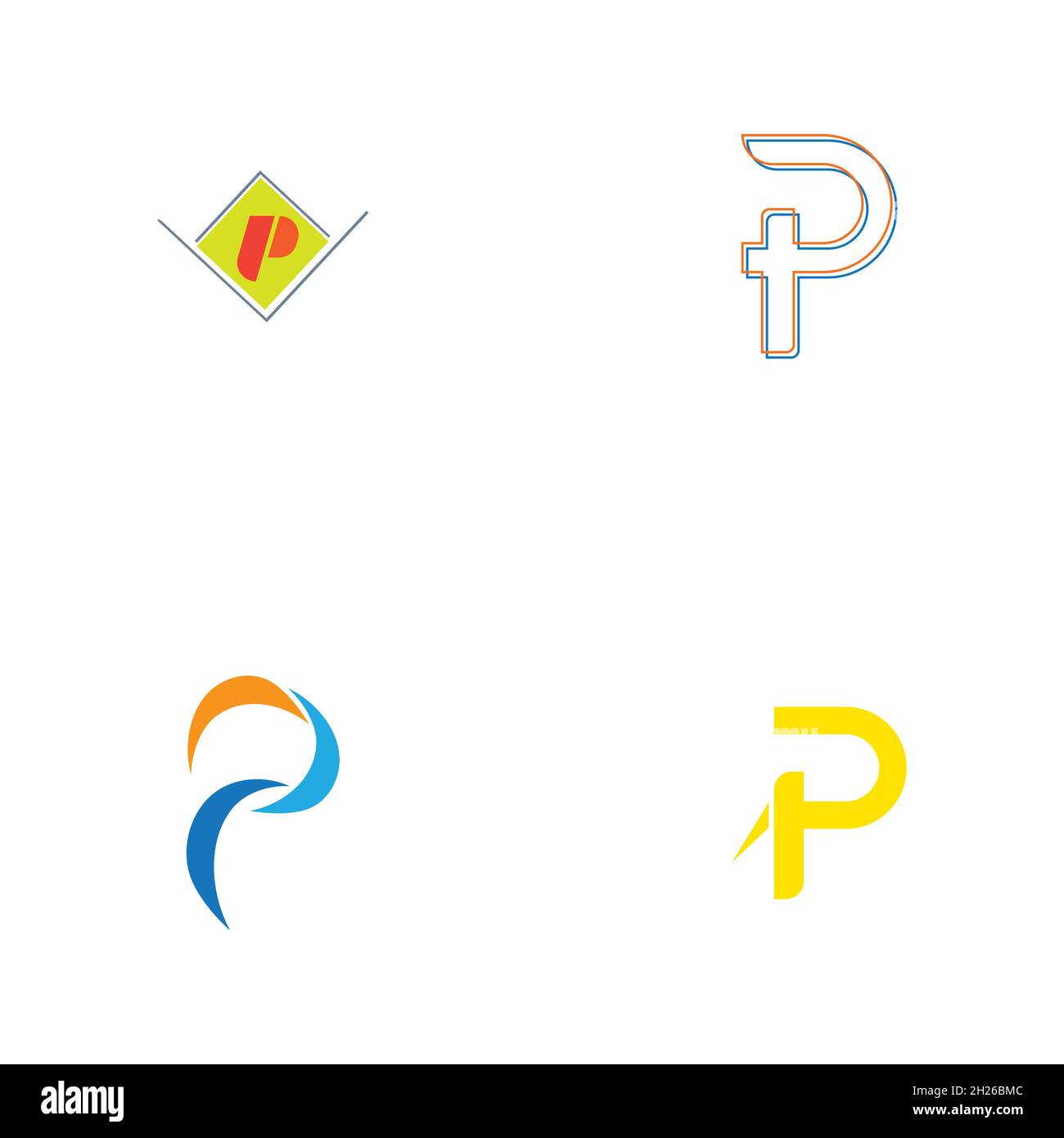 set of Letter p Logo Template vector icon design Stock Vector Image ...