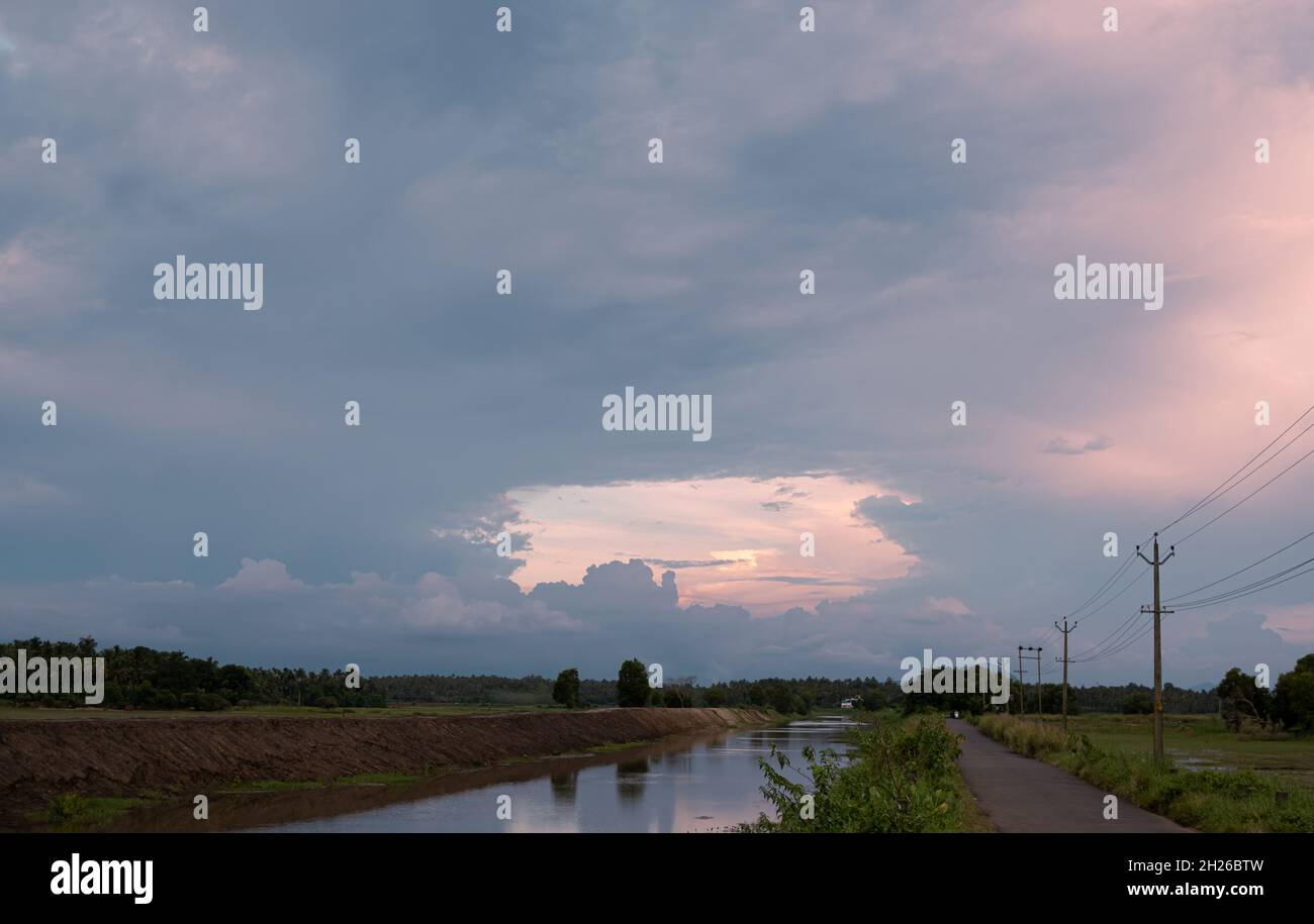 Lake with beautiful cloudy sky Stock Photo - Alamy