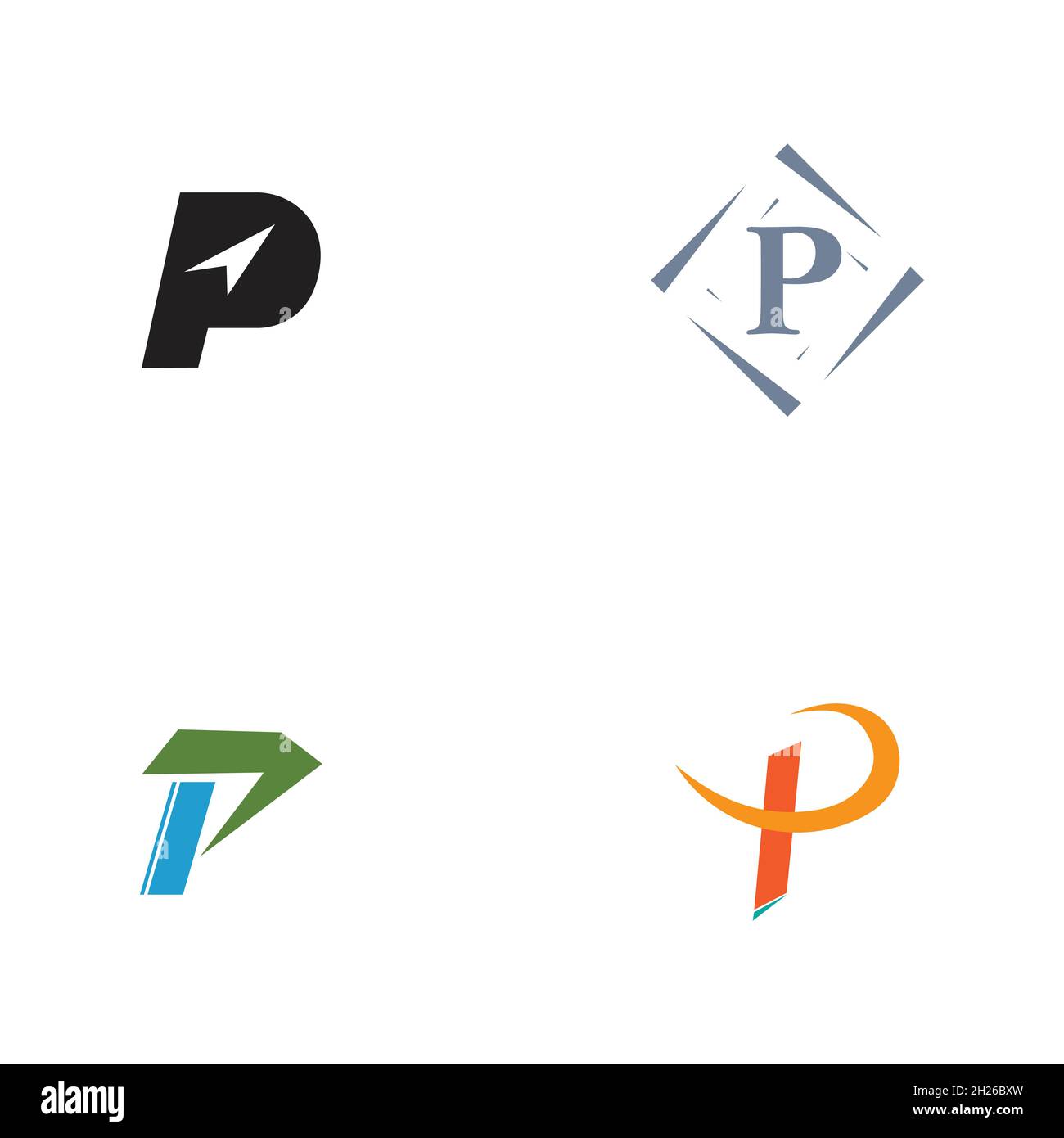 set of Letter p Logo Template vector icon design Stock Vector Image ...