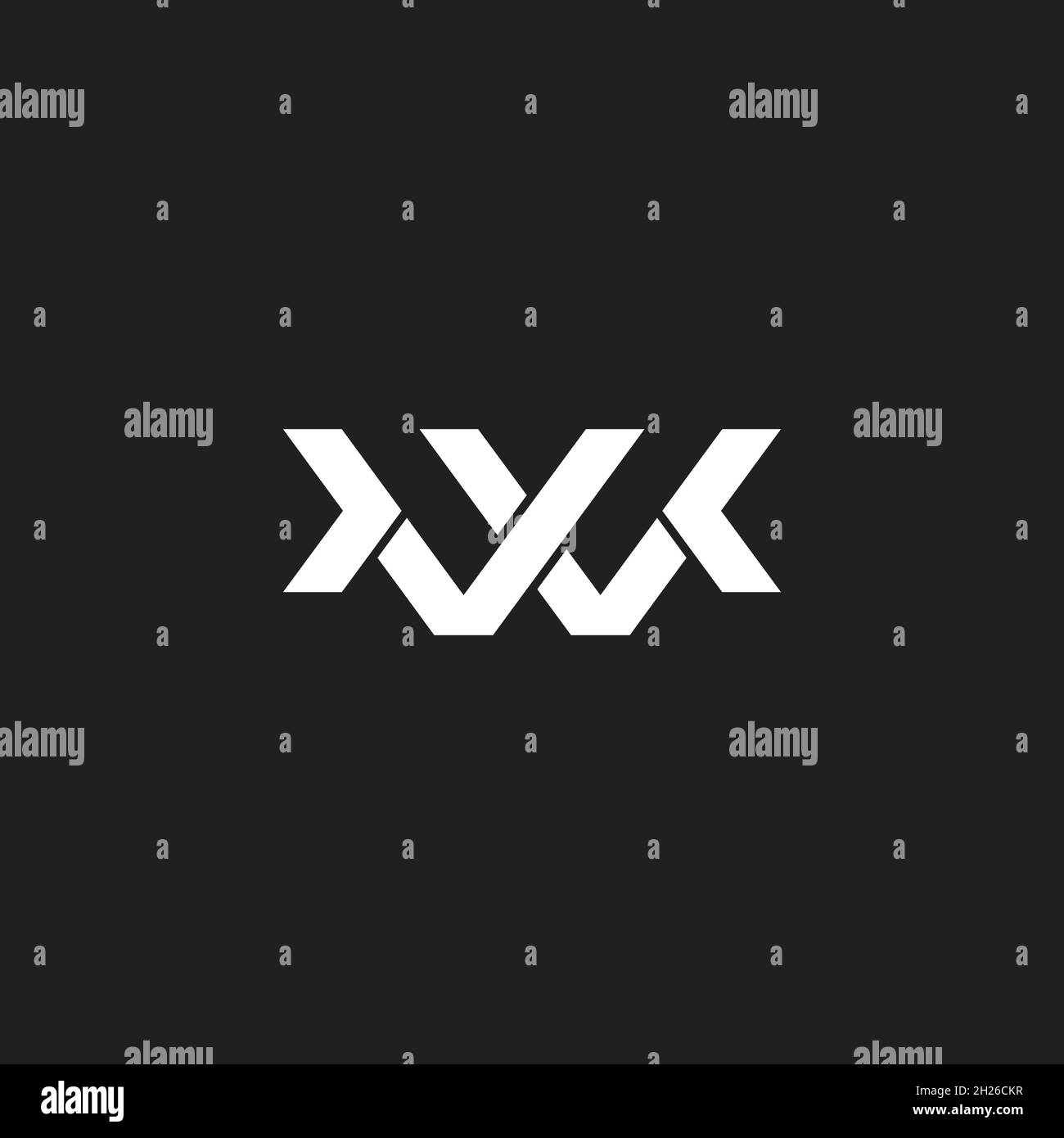 letter wv arrows simple geometric linked line logo vector Stock Vector
