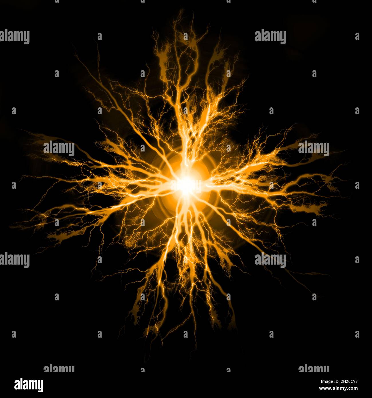 Explosion of pure power and electricity in the dark yellow plasma