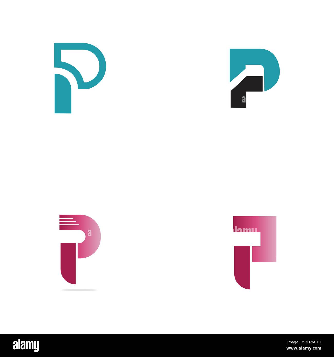 set of Letter p Logo Template vector icon design Stock Vector Image ...