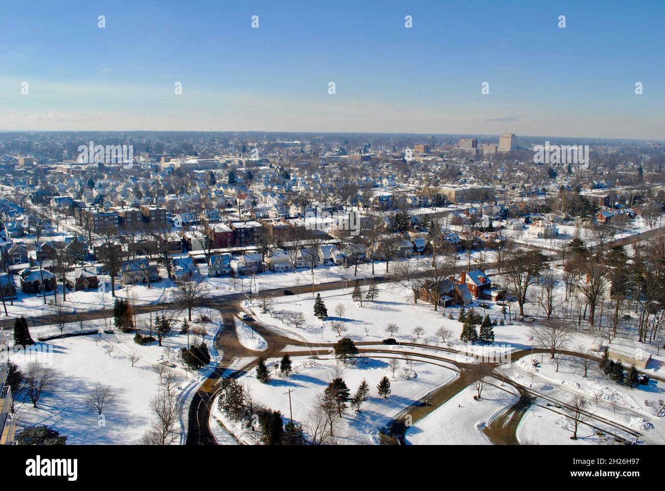 Aerial view of snowcovered Lakewood, Ohio Stock Photo Alamy