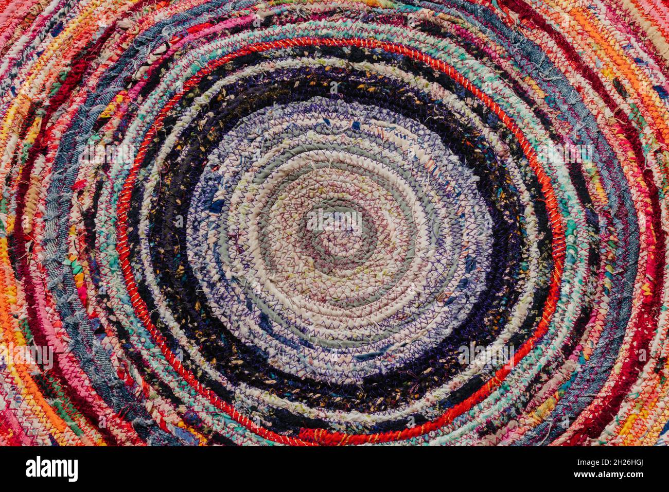 Crochet rug from old used fabric Stock Photo Alamy