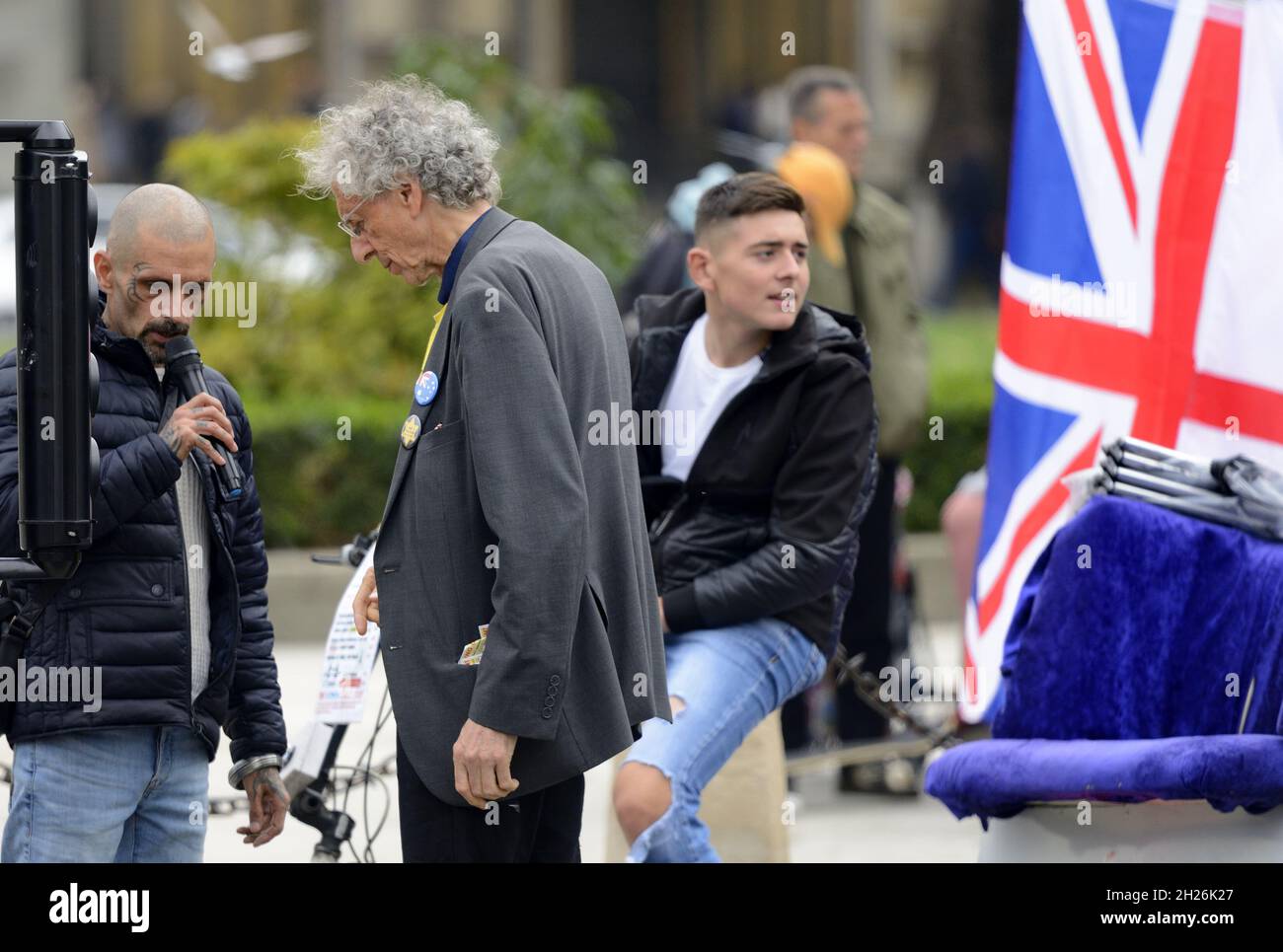 Piers Corbyn (brother of former Labour leader Jeremy) weather forecaster, businessman, activist, anti-vaxxer and conspiracy theorist - campaigning aga Stock Photo