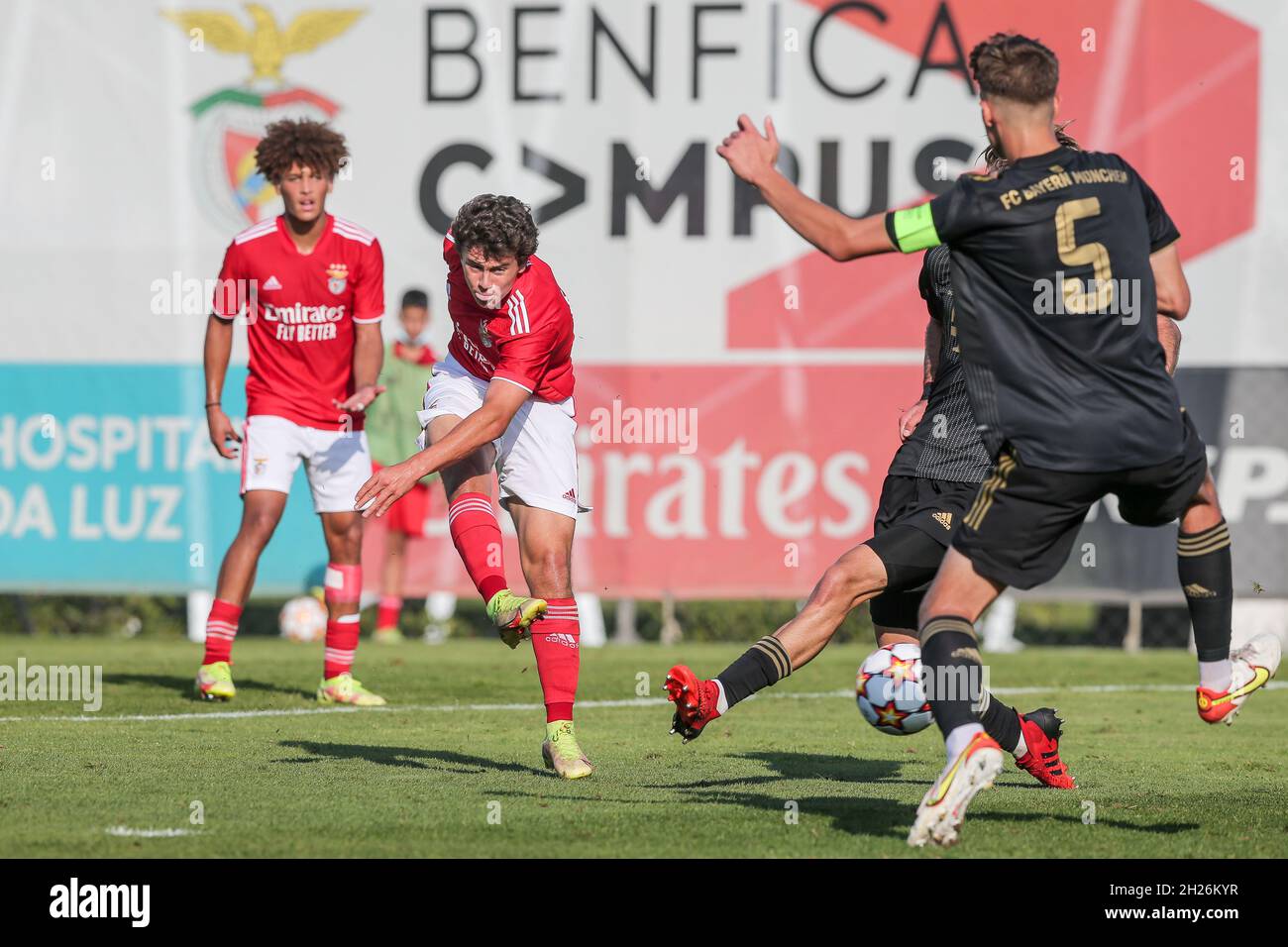 Seixal, 10/20/2021 - Sport Lisboa e Benfica received this afternoon at  Benfica Campus in Seixal, FC Bayern Munchen from Germany, in the match of  Journey 3, of the Group Stage, Group E,