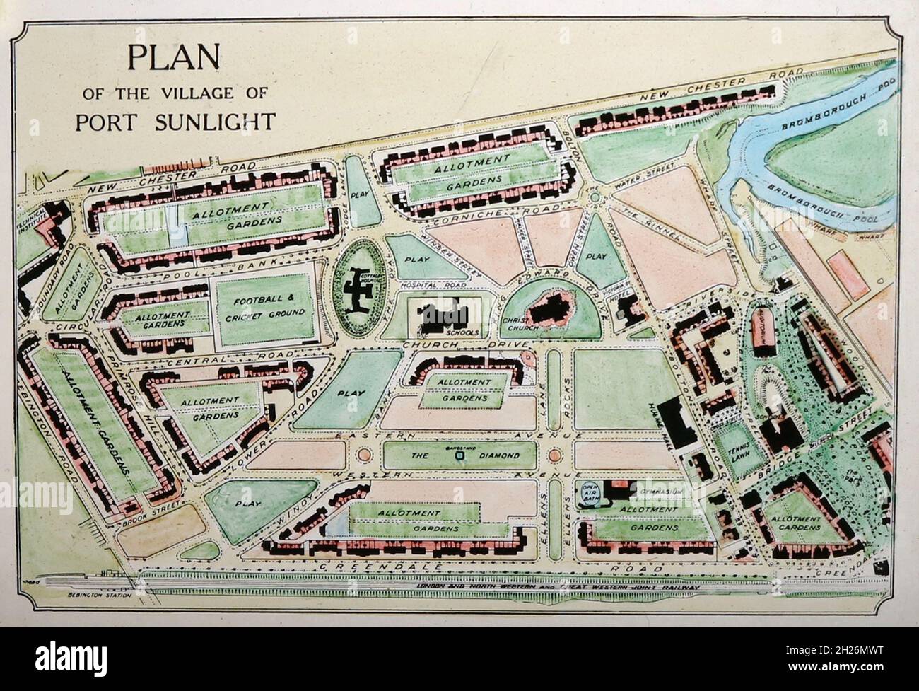 Port Sunlight Village plan, Wirral, early 1900s Stock Photo