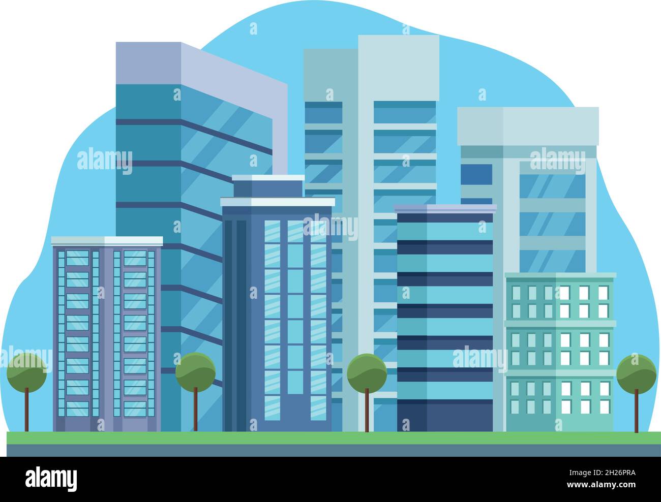seven buildings urban Stock Vector