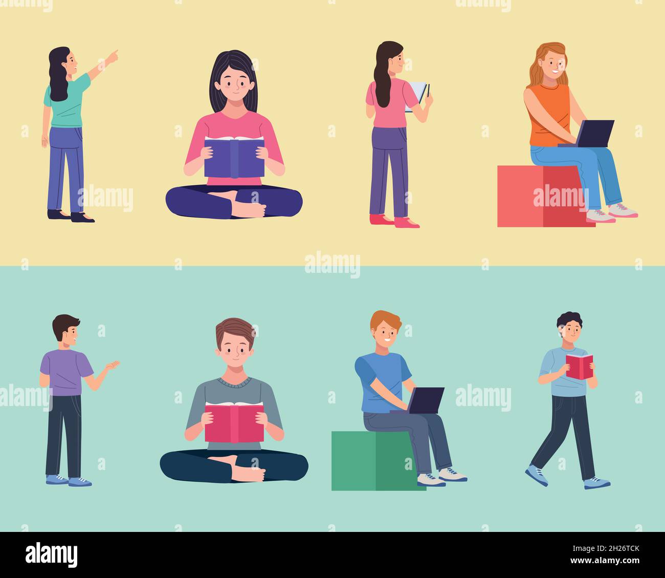 group of eight students Stock Vector Image & Art - Alamy