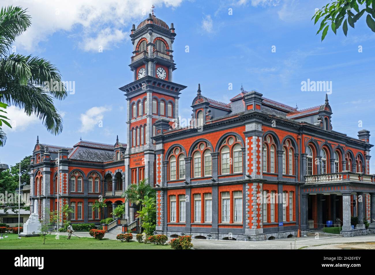 Queen's Royal College, part of the Magnificent Seven on Maraval Road in Port of Spain, capital city of Trinidad and Tobago in the Caribbean Stock Photo