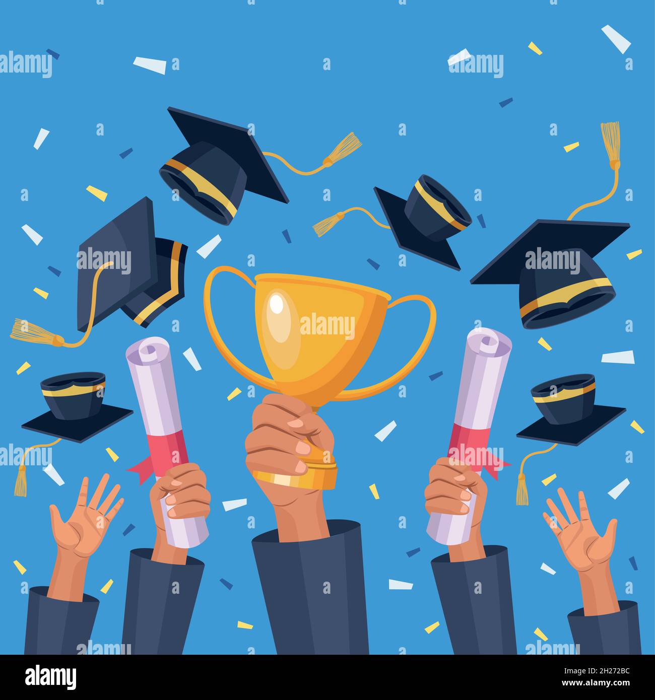 five graduates hands Stock Vector Image & Art - Alamy