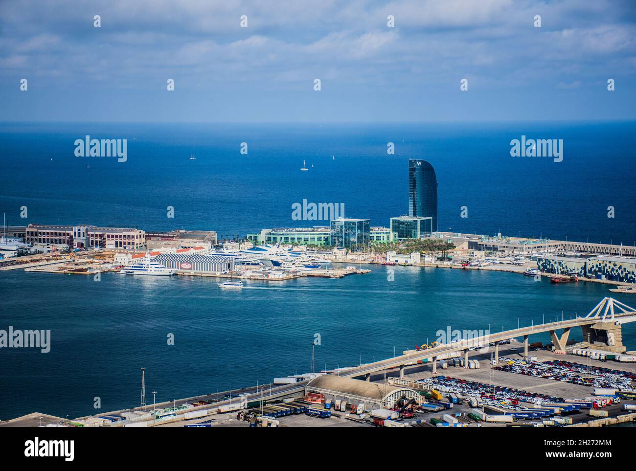Aerial view of the port of Barcelona in Spain Stock Photo - Alamy
