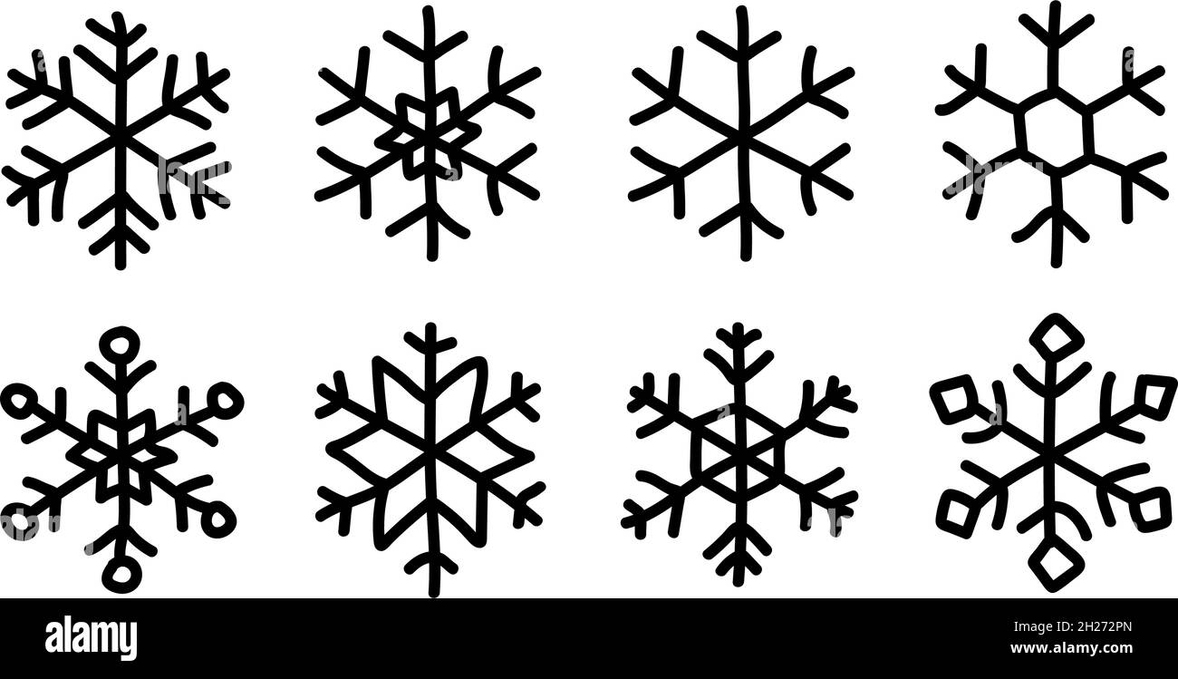 Snow flakes hand draw icon set Stock Vector Image & Art - Alamy