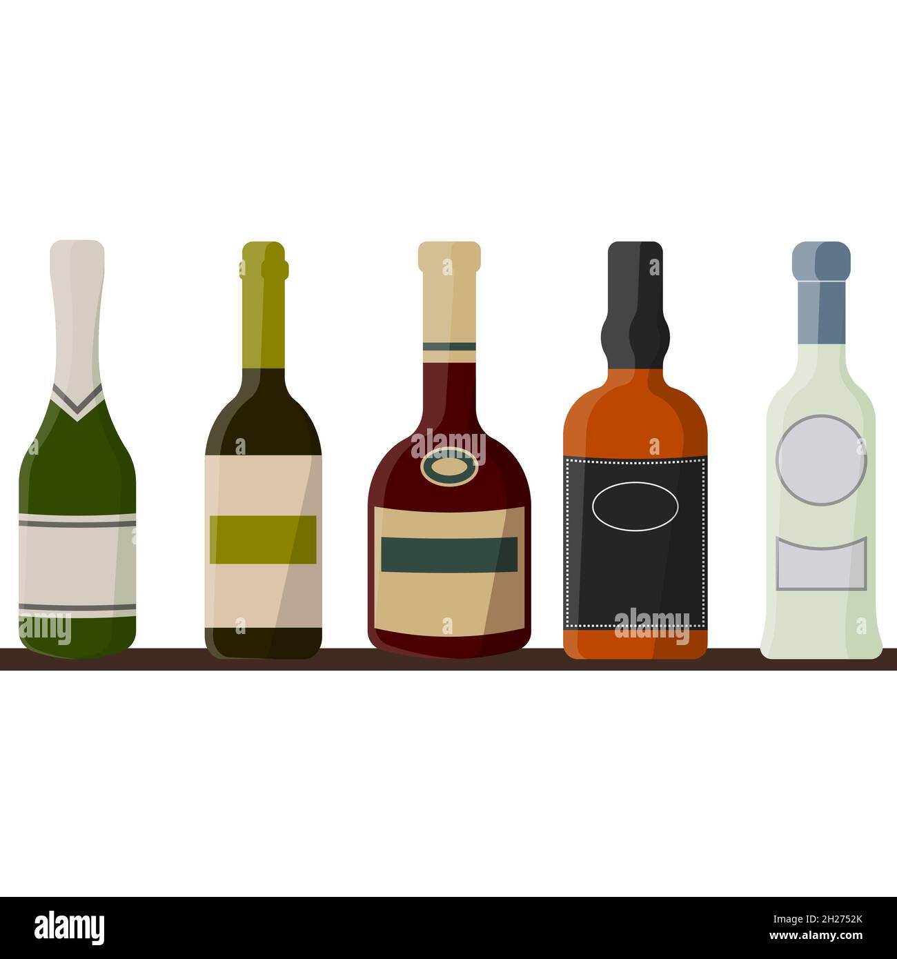 Set of bottles with different types of alcohol Stock Vector Image & Art