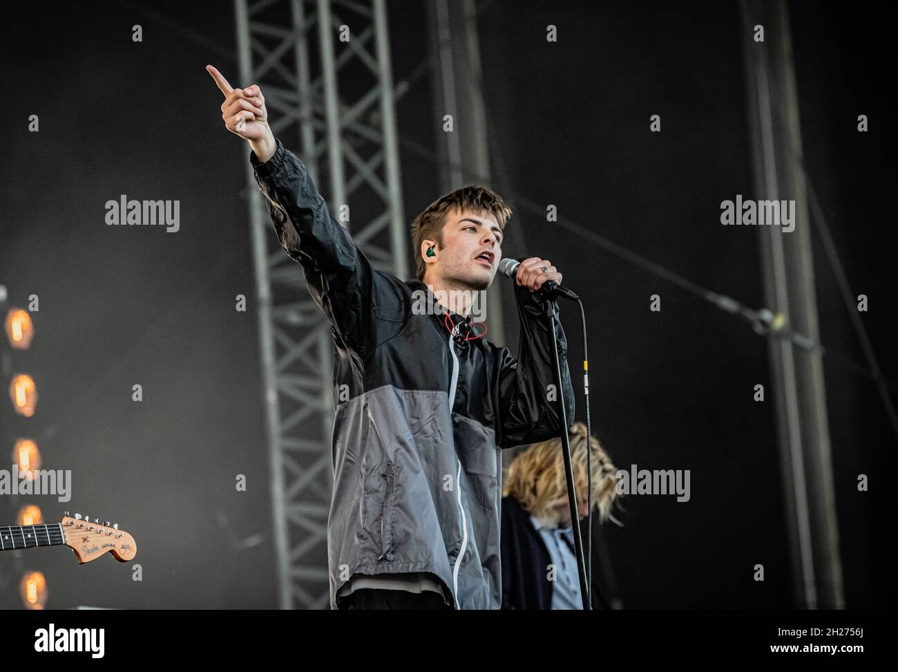 Grian Chatten of Fontaines D.C. performing live at Victorious Festival, Portsmouth, UK 2021 on the Common Stage on 29th August 2021. Stock Photo