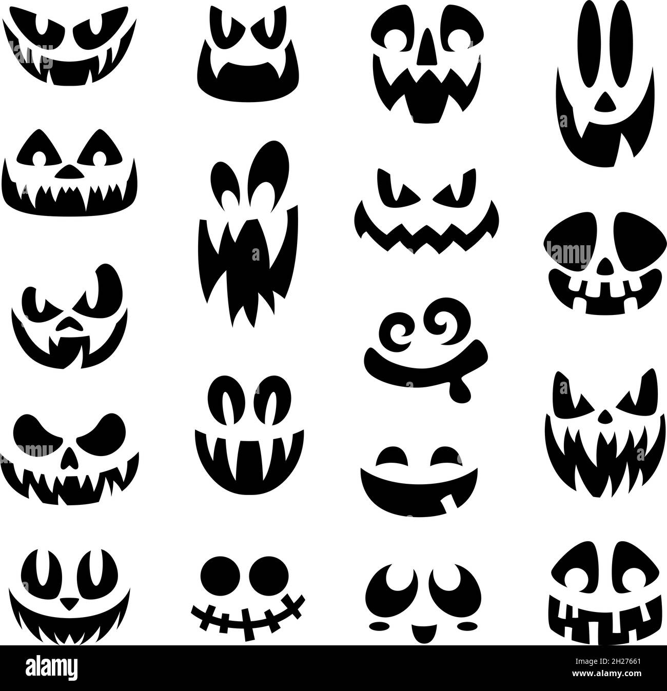 Scary Halloween PNG Image, Halloween Scary Square Face Black And