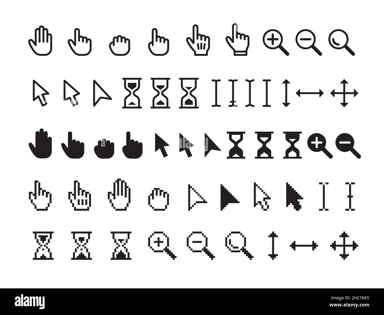 Pointer cursor icon. Sign pointers, computer web hand and arrows. Click  mouse symbols, black search, select and grabbing tidy vector collection  Stock Vector Image & Art - Alamy