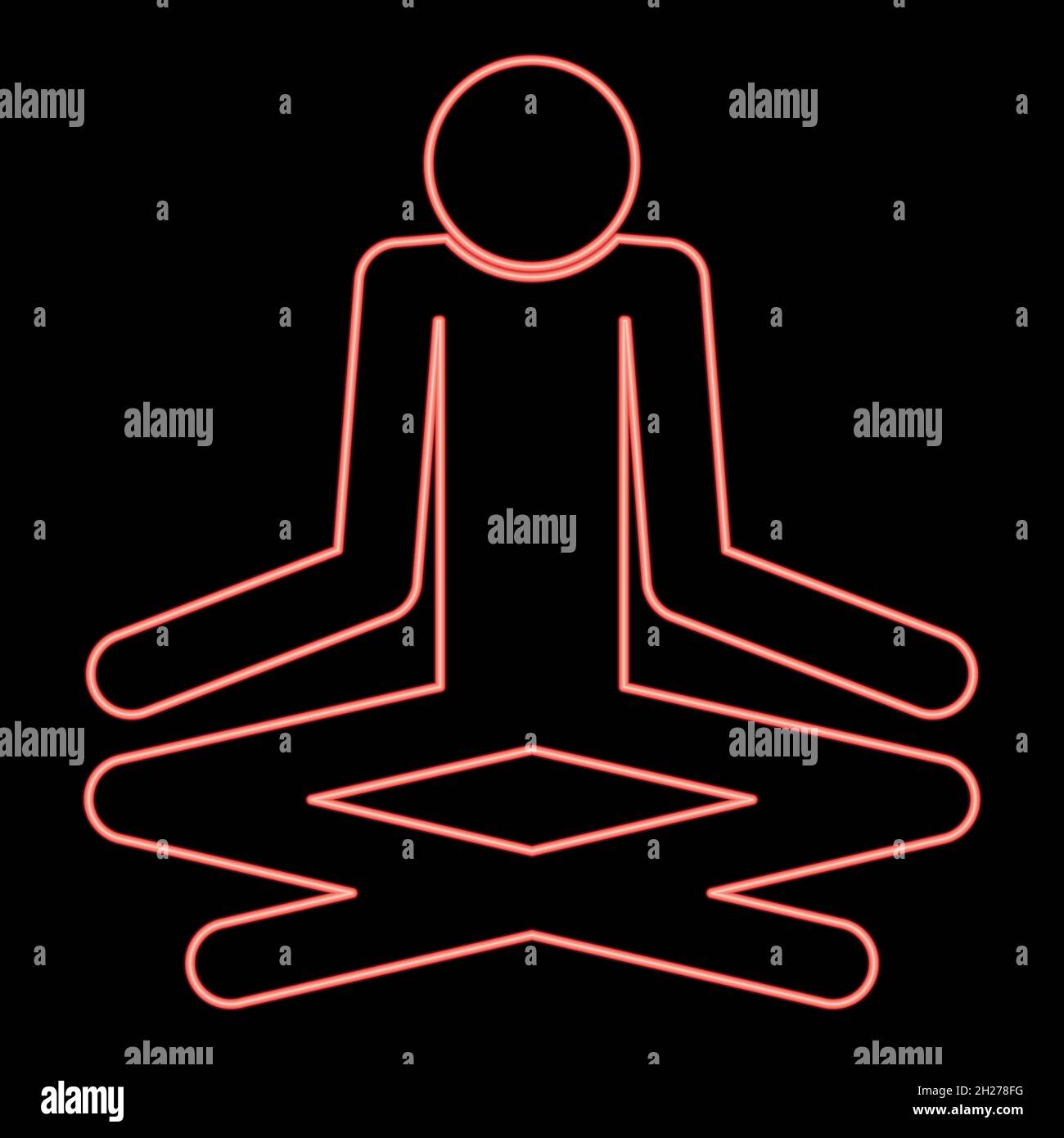 Neon man yoga stick icon black color in circle outline vector ...