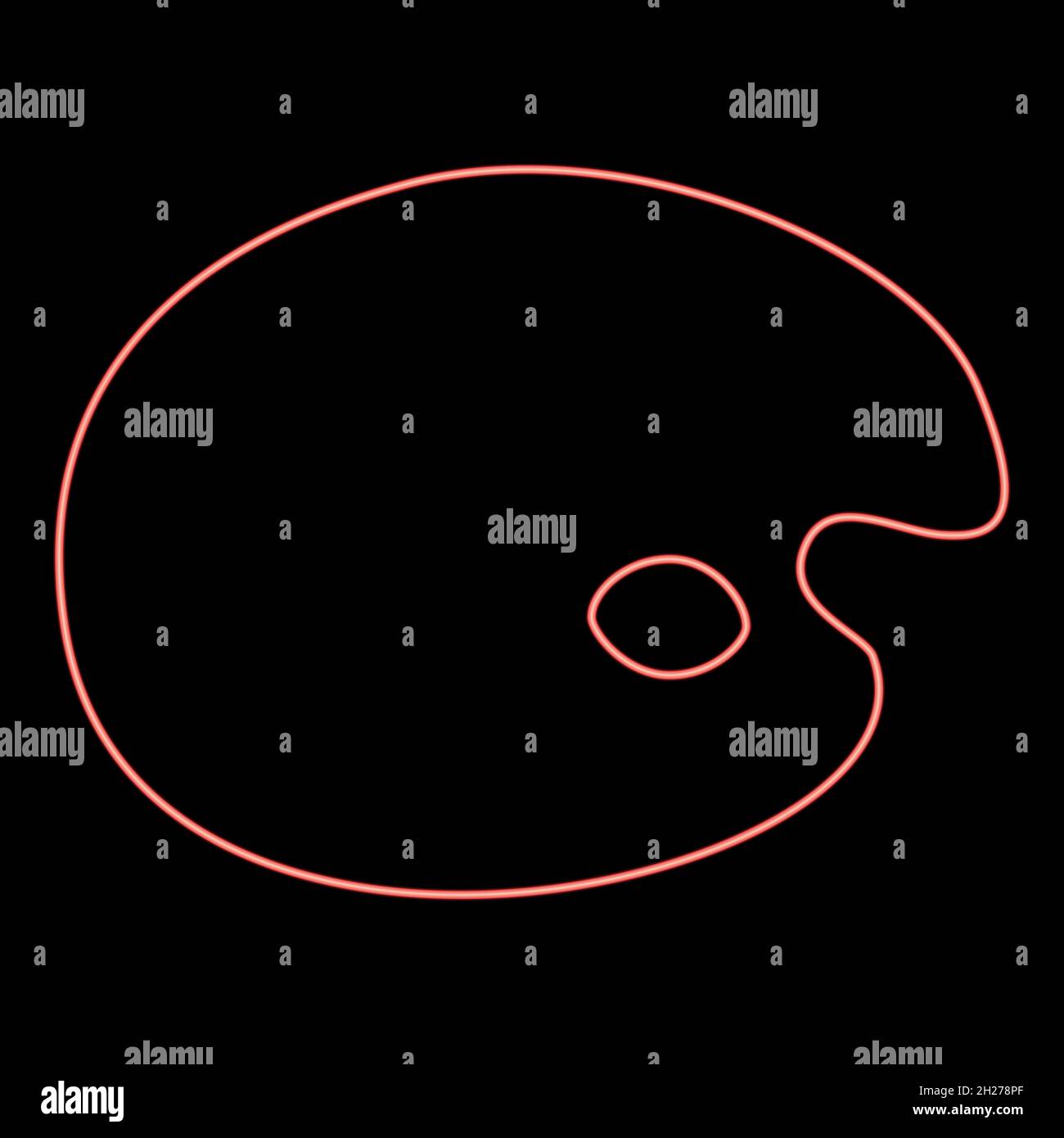 Neon palette icon black color in circle outline vector illustration red ...