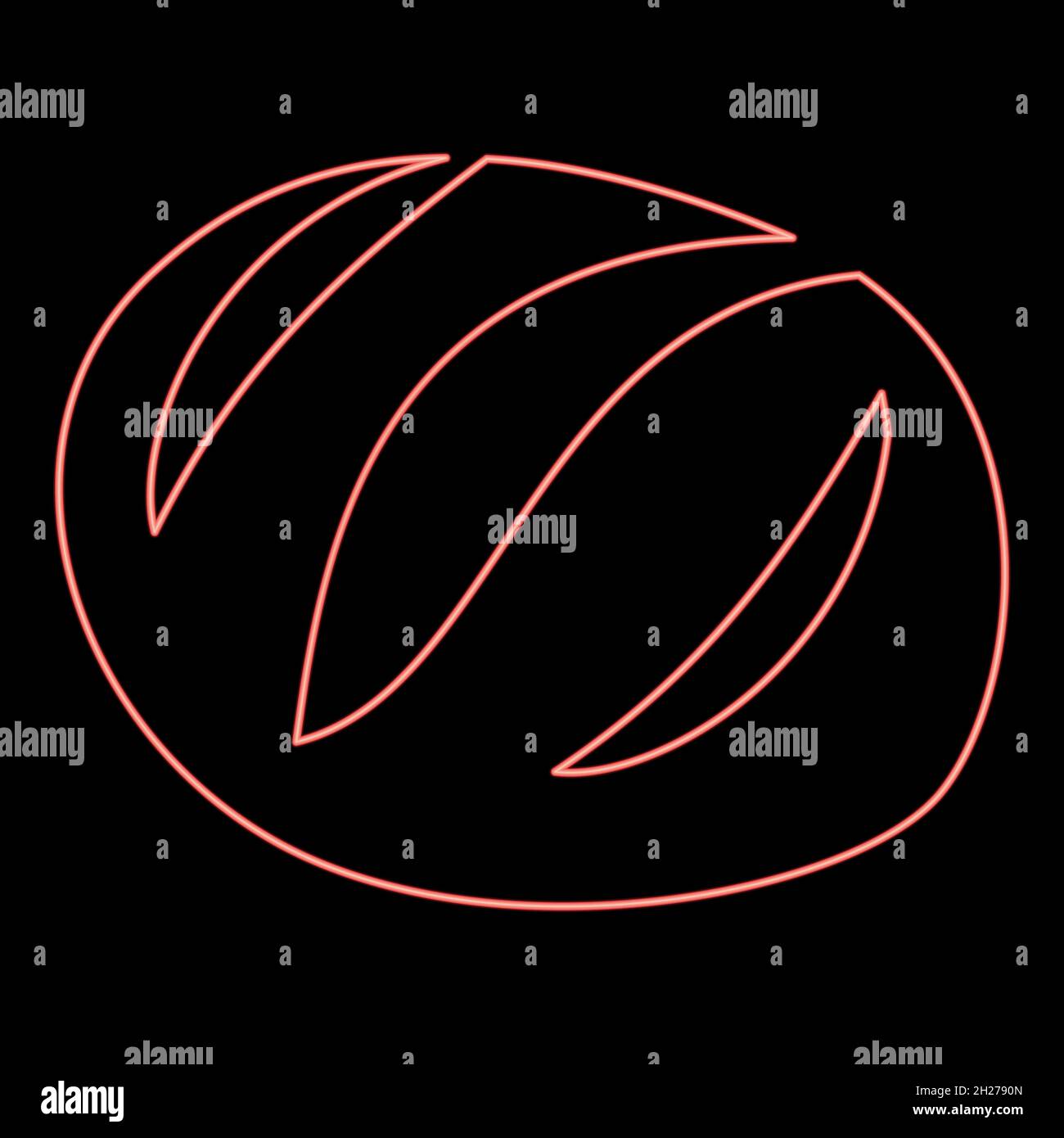 Neon bread icon black color in circle outline vector illustration red ...