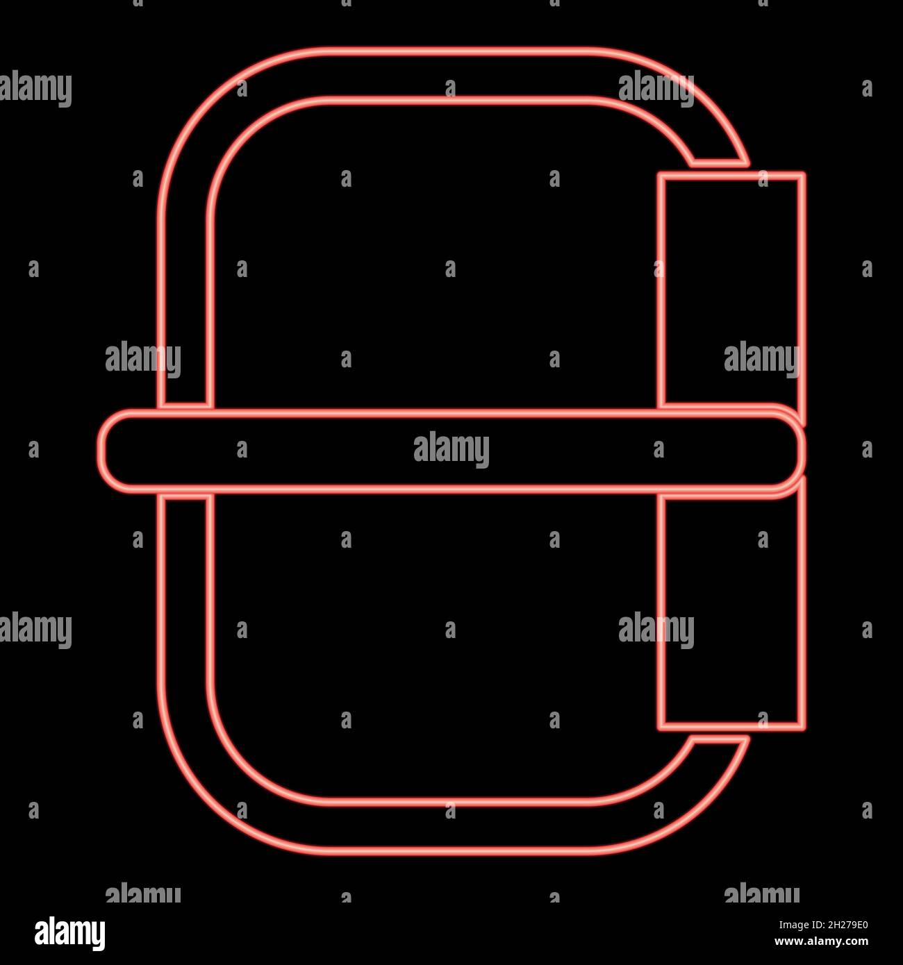 Neon buckle icon black color in circle outline vector illustration red ...