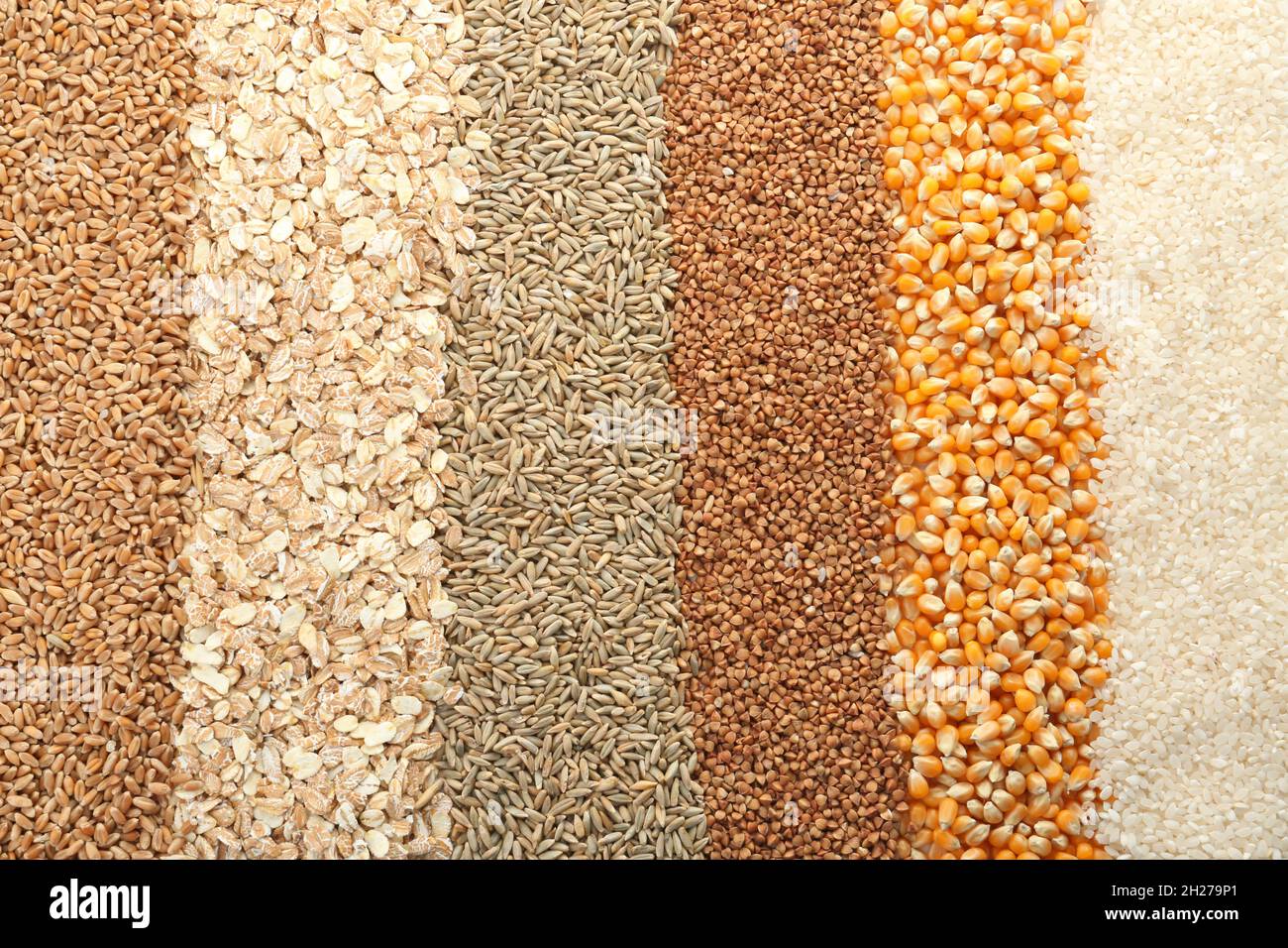 Different types of grains and cereals as background Stock Photo Alamy