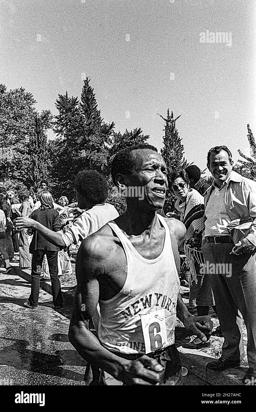 Ted Corbitt competing 1975 New York City Marathon Stock Photo