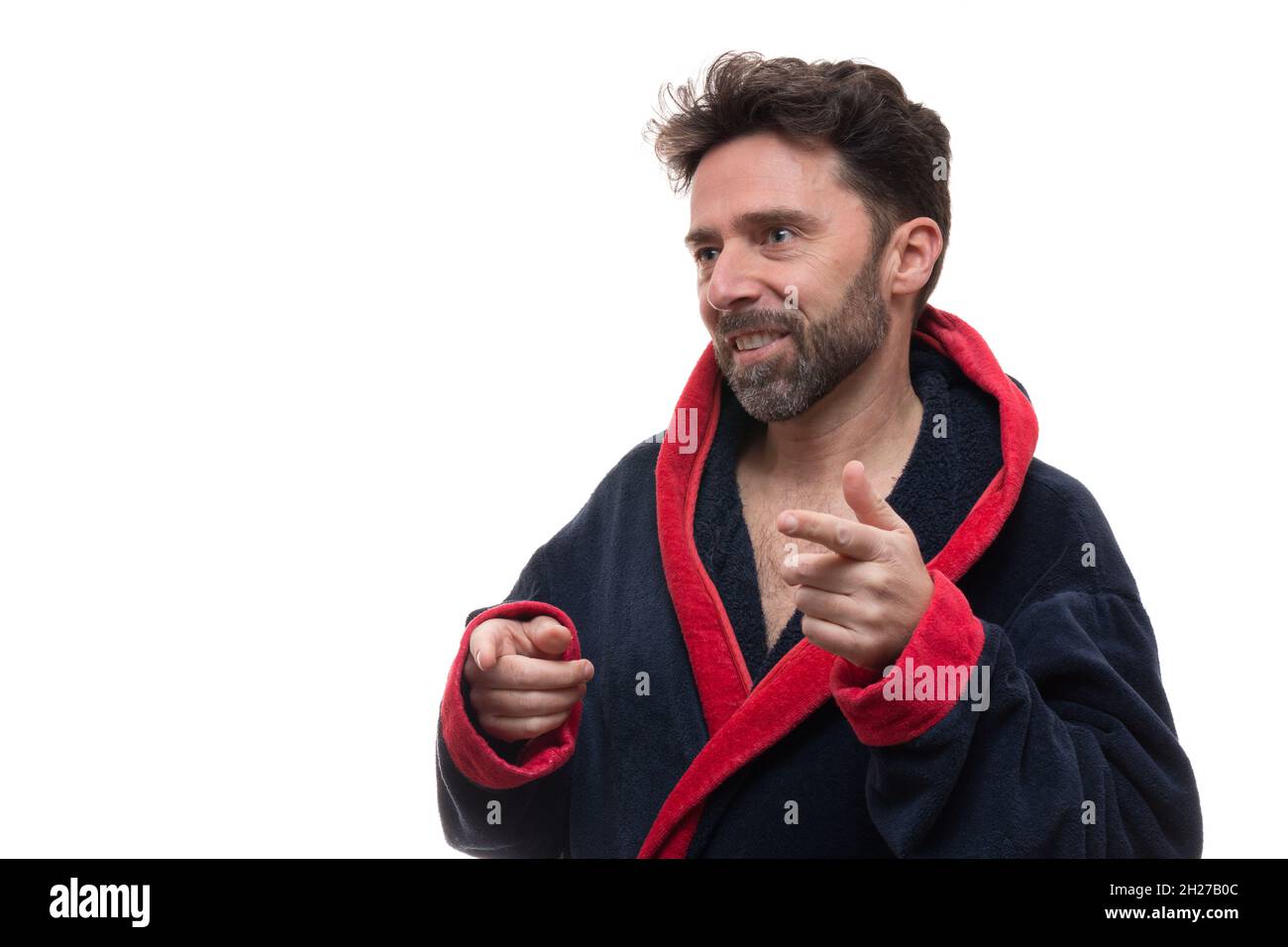 Portrait of a bearded brunette male wearing a soft robe Stock Photo - Alamy