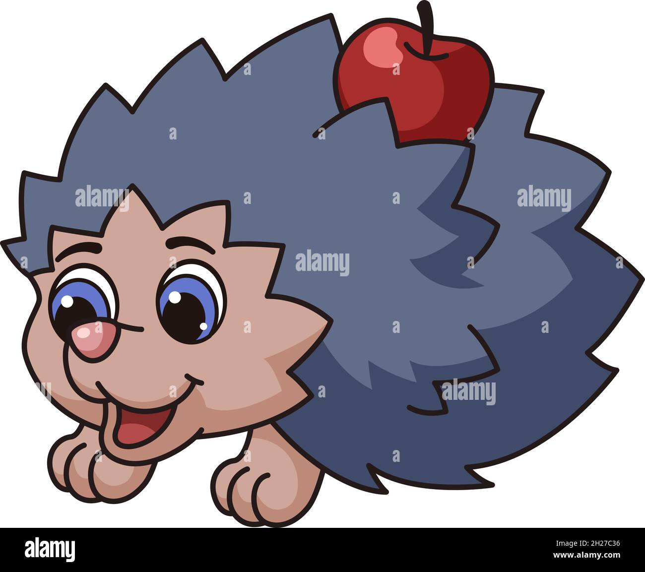 Cute hedgehog. Cartoon forest baby hedeghog animal wild nature character Stock Vector