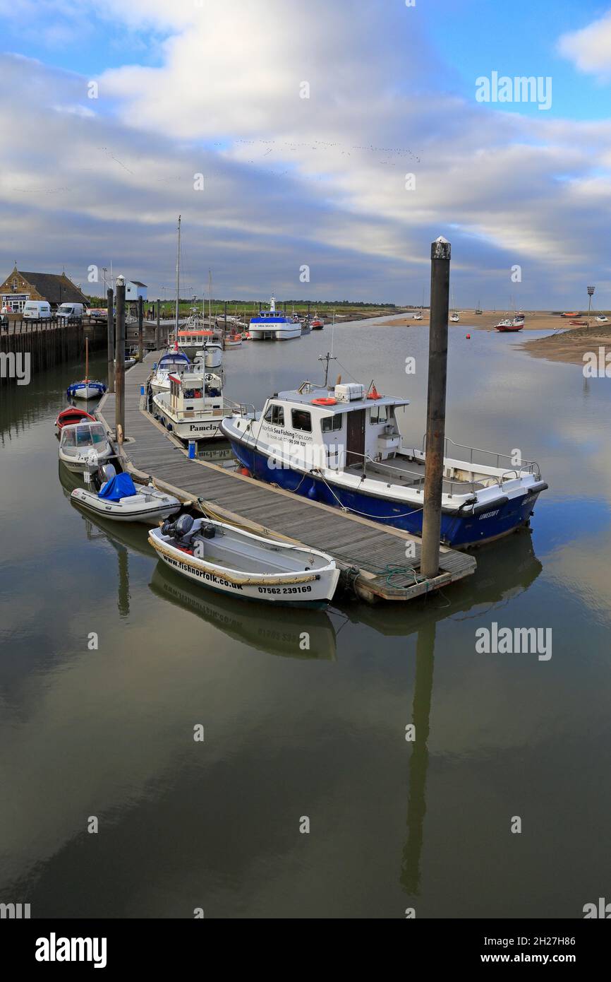 Wells harbour at low tide from the Peddars Way Trail, Wells next the Sea, Norfolk, England, UK. Stock Photo