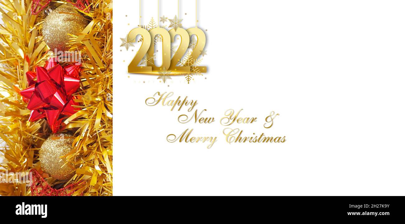 Merry Christmas 2022 And Happy New Year 2019 Festive Background With Merry Christmas And Happy New Year 2022 Greeting  Card With Christmas Decoration Stock Photo - Alamy