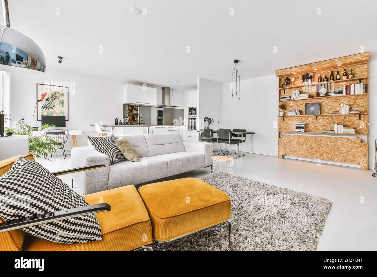 Visual Reference: Elegant And Spacious Living Room With Beautiful Furniture Stock Photo